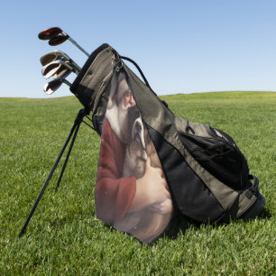 Saint Bernard With Santa Claus Festive Christmas Golf Towel