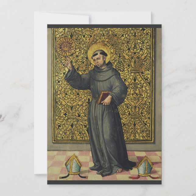 Saint Bernardino of Siena Renaissance Style Art  Holiday Card (Front)