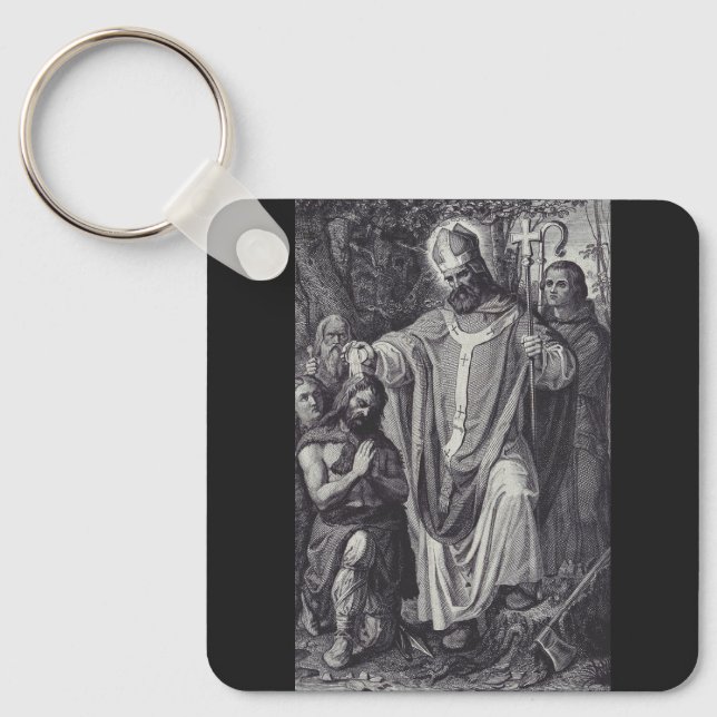 Saint Boniface English Benedictine monk Key Ring (Front)