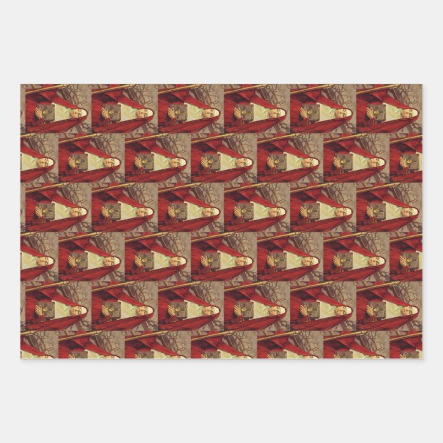 Saint Brigid of Kildare Celtic Flame Sacred Art Wrapping Paper Sheet (Front)