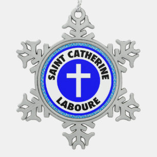 Saint Catherine Laboure Snowflake Pewter Christmas Ornament