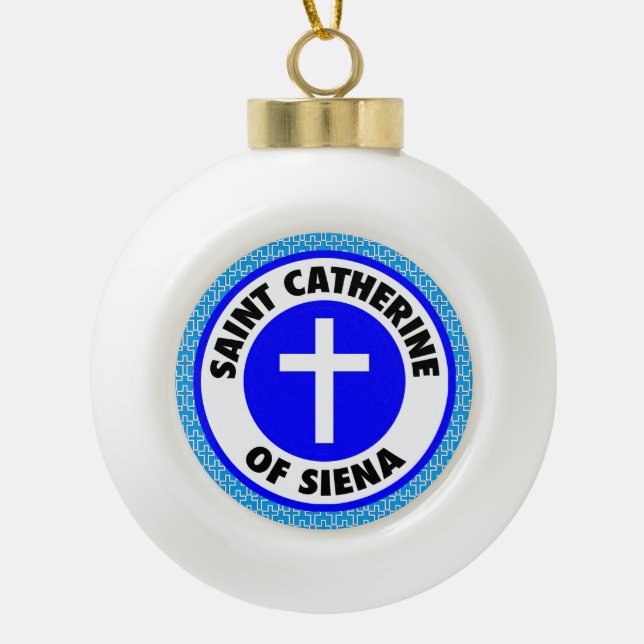 Saint Catherine of Siena Ceramic Ball Christmas Ornament (Front)