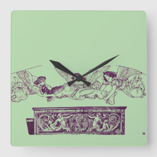 Saint Catherine’s Body Carried by the Angels Square Wall Clock