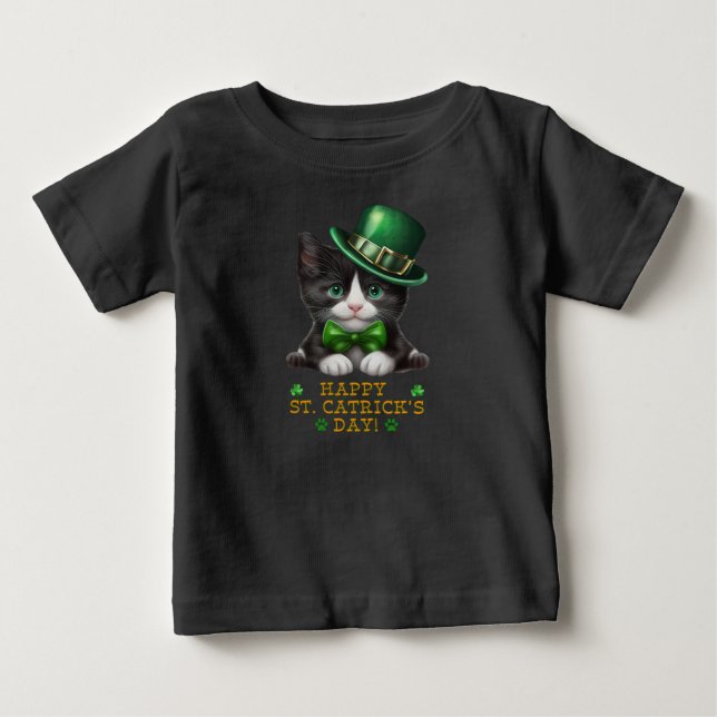 Saint Catrick St Patricks Cat Kids Funny Tee (Front)