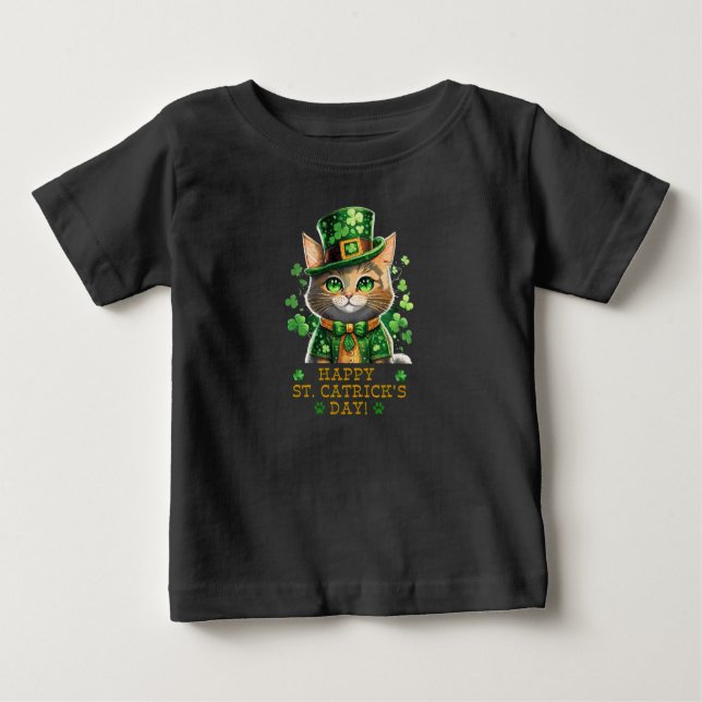 Saint Catrick St Patricks Cat Kids Funny Tee (Front)