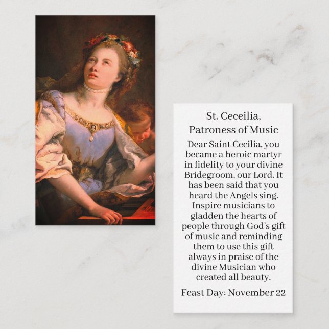 Saint Cecielia Customisable Prayer Card (Front/Back)