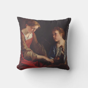 Saint Cecilia and an Angel by Orazio Gentileschi Cushion