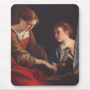 Saint Cecilia and an Angel by Orazio Gentileschi Mouse Pad