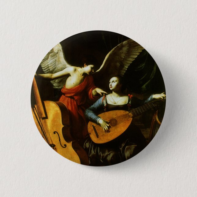Saint Cecilia and the Angel by Carlo Saraceni 6 Cm Round Badge (Front)