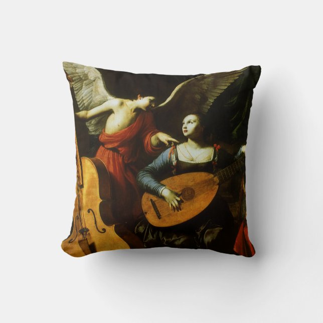 Saint Cecilia and the Angel by Carlo Saraceni Cushion (Front)