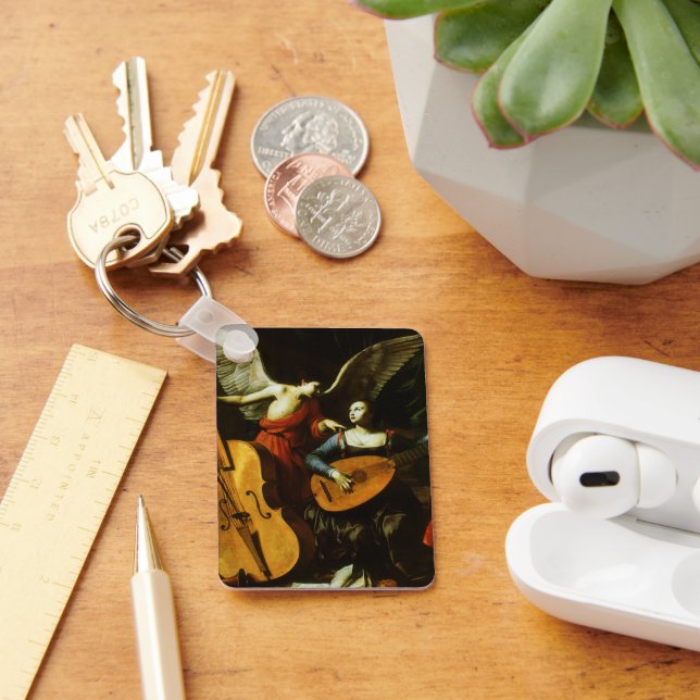 Saint Cecilia and the Angel by Carlo Saraceni Key Ring (Desk)