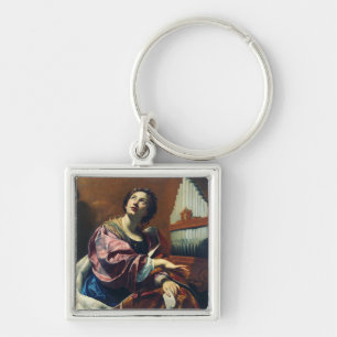 Saint Cecilia by Simon Vouet Fine Art Music Decor Key Ring