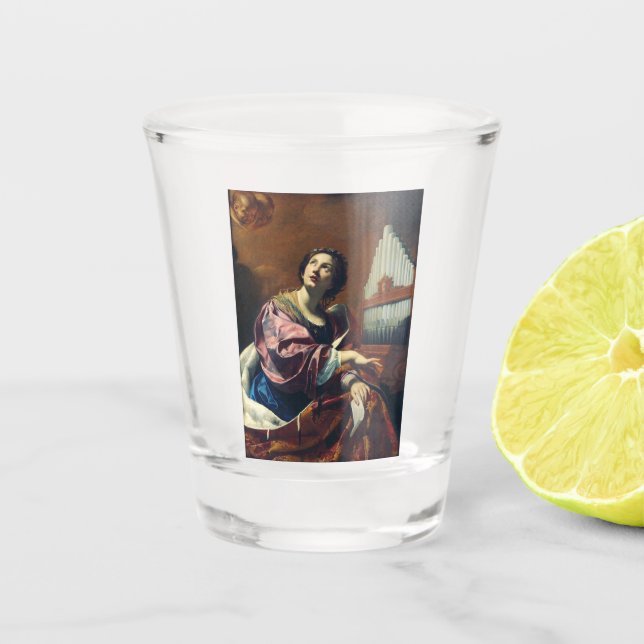 Saint Cecilia by Simon Vouet Fine Art Music Decor Shot Glass (Front)