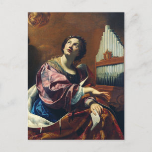 Saint Cecilia by Simon Vouet Holiday Postcard