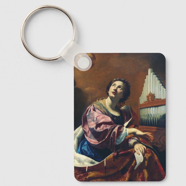 Saint Cecilia by Simon Vouet Key Ring (Front)