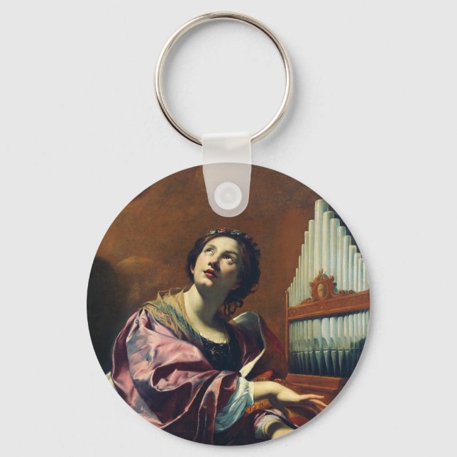 Saint Cecilia by Simon Vouet Key Ring (Front)