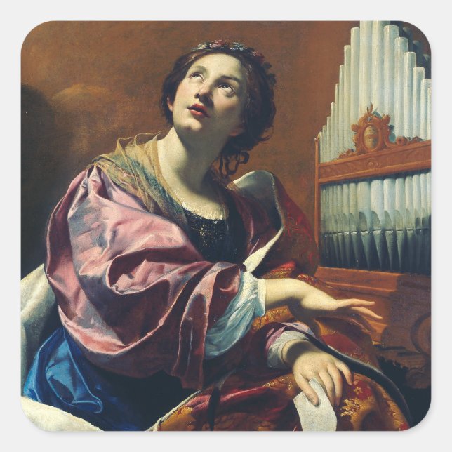 Saint Cecilia by Simon Vouet Square Sticker (Front)