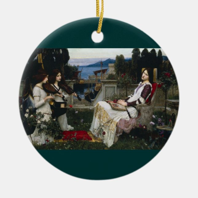 Saint Cecilia in the Garden Ceramic Tree Decoration (Front)