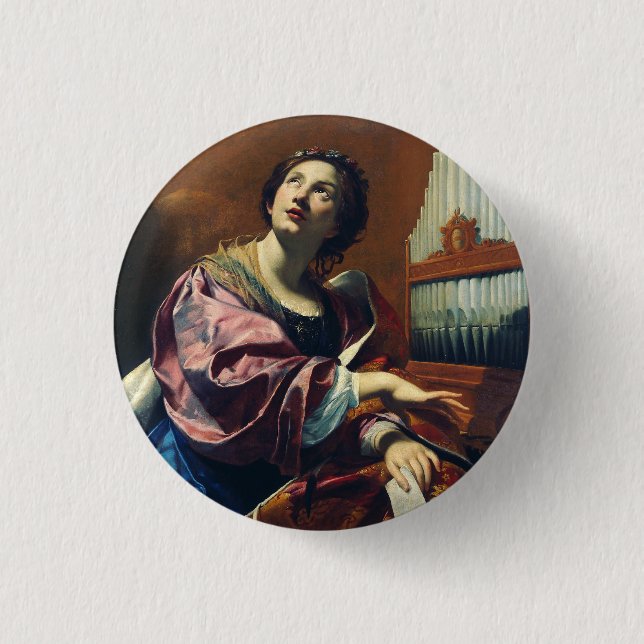 Saint Cecilia Premium "Heavenly Concert" Art Print 3 Cm Round Badge (Front)