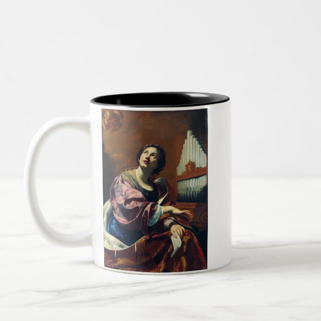 Saint Cecilia Premium "Heavenly Concert" Art Print Two-Tone Coffee Mug (Left)