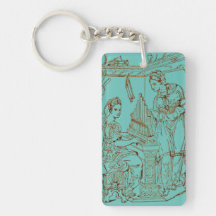 Saint Cecilia with Saint Catherine of Alexandria Key Ring