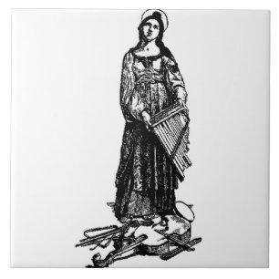 Saint Cecilia with violin by Raphael Ceramic Tile