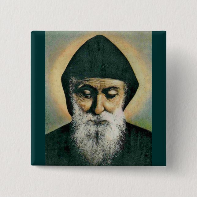 Saint Charbel Portrait 15 Cm Square Badge (Front)