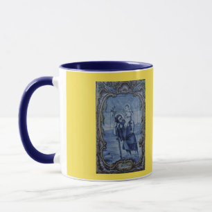 Saint Christopher Blue Tile Coffee Mug