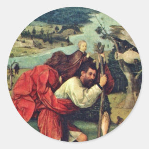 Saint Christopher. By Hieronymus Bosch (Best Quali Classic Round Sticker