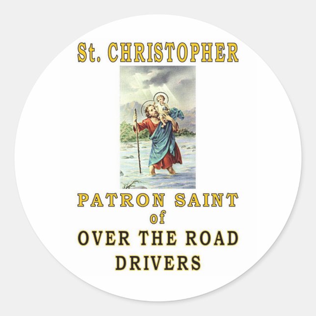 SAINT CHRISTOPHER CLASSIC ROUND STICKER (Front)