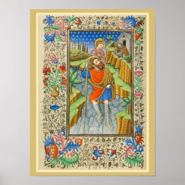 Saint Christopher Mediaeval illumination Poster (Front)