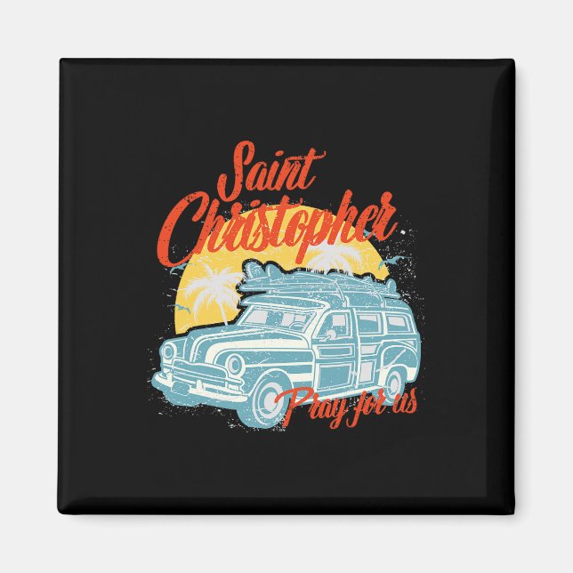 Saint Christopher Surfer Dude Surfing Men Beach Ca Magnet (Front)