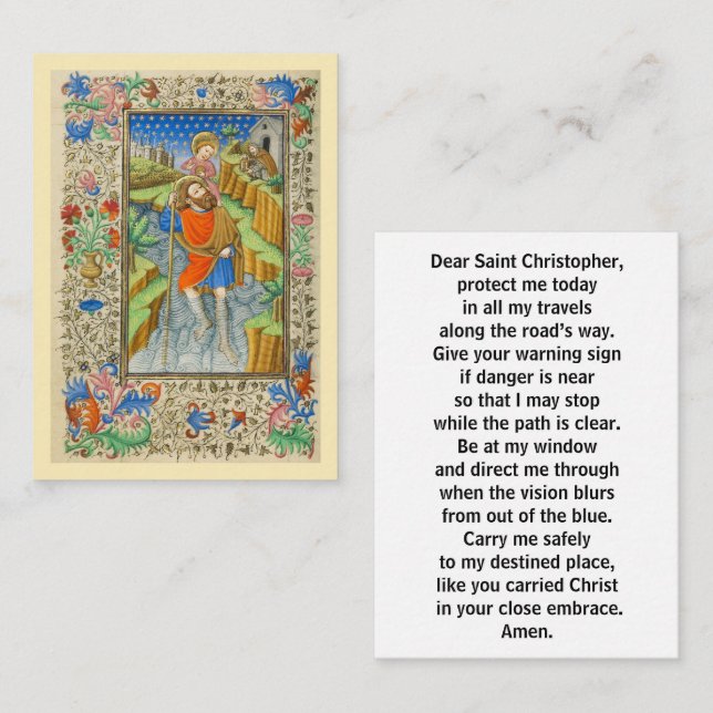 Saint Christopher Traveller prayer Enclosure Card (Front/Back)