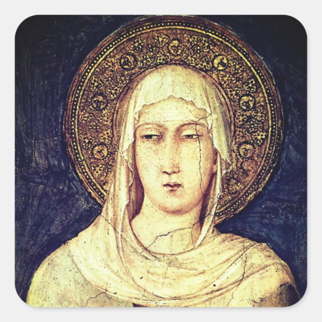 Saint Clare of Assisi by Simone Martini Square Sticker (Front)