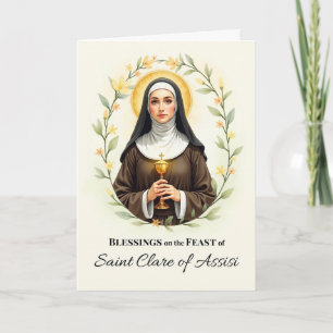 Saint Clare of Assisi Feast Day Blessings Wreath Card