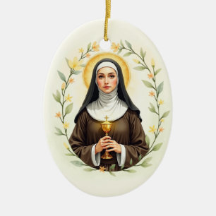 Saint Clare of Assisi God's Peace and Blessings Ceramic Ornament