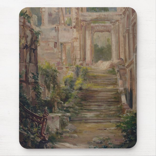 Saint-Cloud Castle Ruins Stairs Mouse Pad (Front)