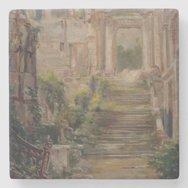 Saint-Cloud Castle Ruins Stairs Stone Coaster (Front)