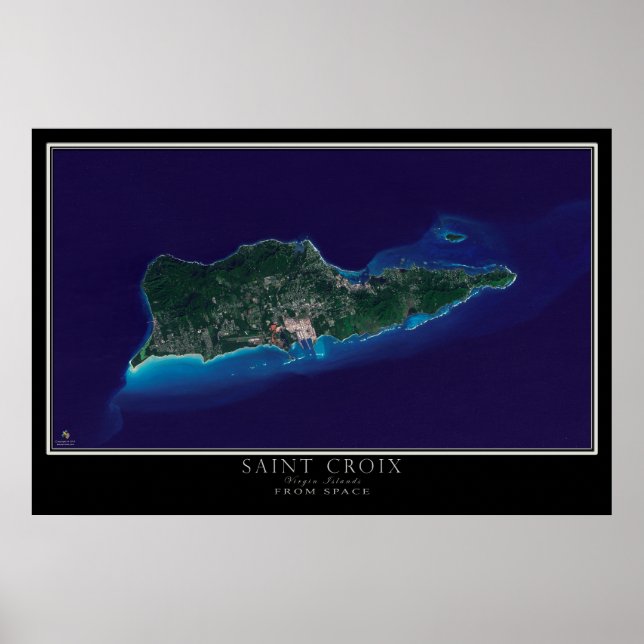 Saint Croix U.S. Virgin Islands Satellite Map Poster (Front)