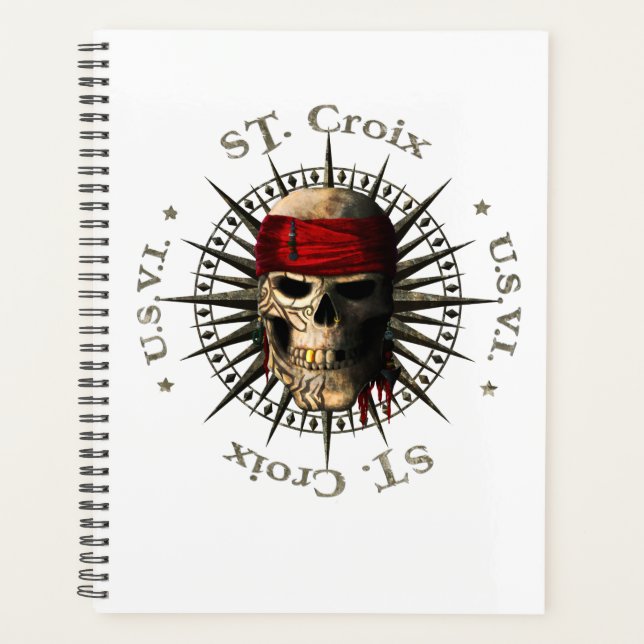 Saint Croix USVI Pirate Skull Planner (Front)