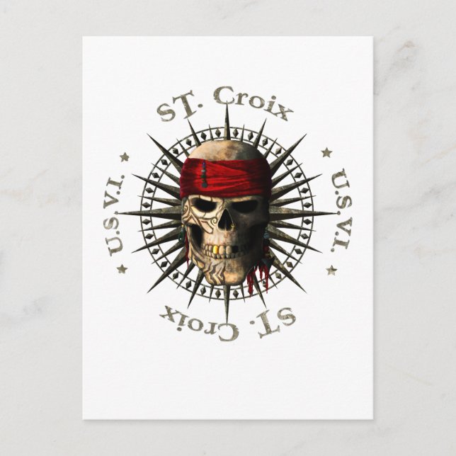 Saint Croix USVI Pirate Skull Postcard (Front)