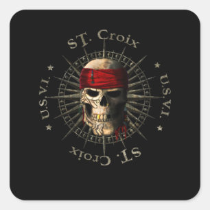 Saint Croix USVI Pirate Skull Square Sticker