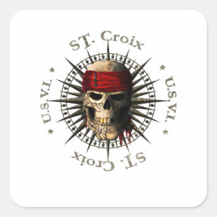 Saint Croix USVI Pirate Skull Square Sticker