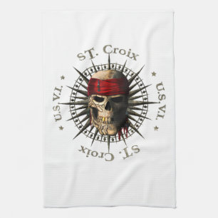 Saint Croix USVI Pirate Skull Tea Towel