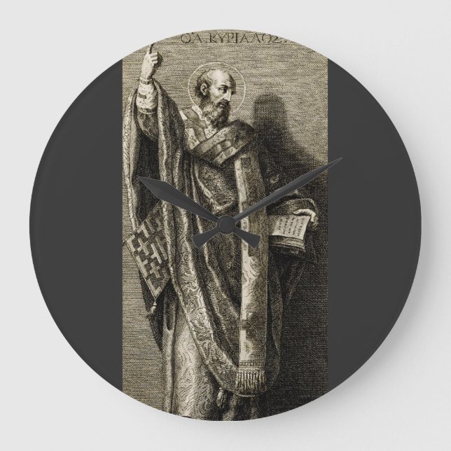 Saint Cyril of Jerusalem Confessor Large Clock (Front)