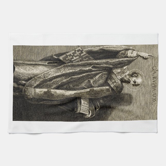 Saint Cyril of Jerusalem Confessor Tea Towel (Horizontal)
