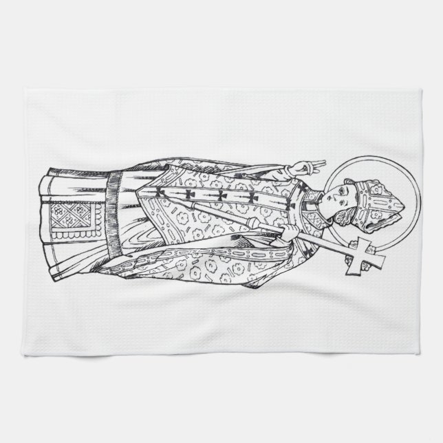 Saint Deiniol Abbot and Bishop Tea Towel (Horizontal)