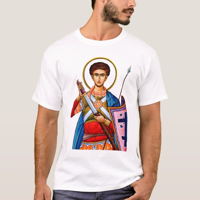Saint Demetrius Orthodox icon Mitrovdan T-Shirt (Front)