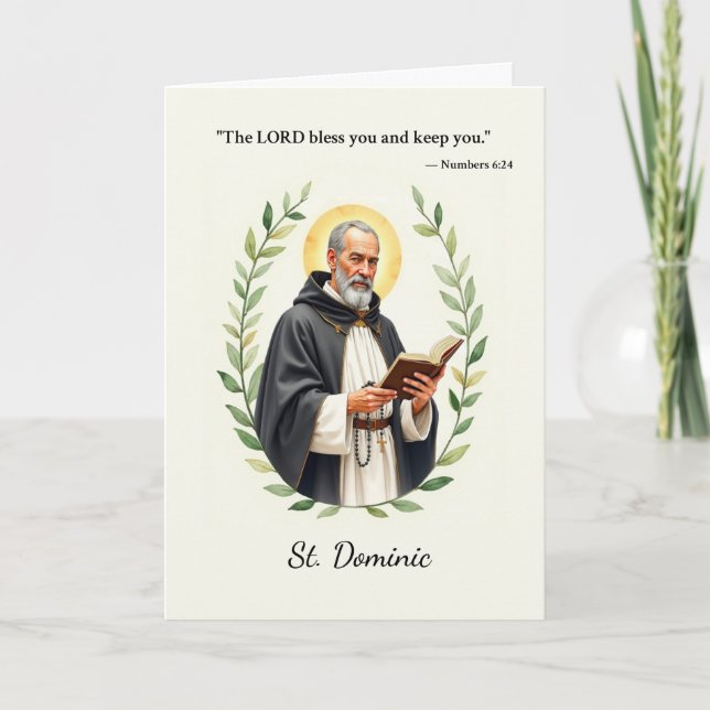Saint Dominic God's Peace and Blessings Scripture Card (Front)