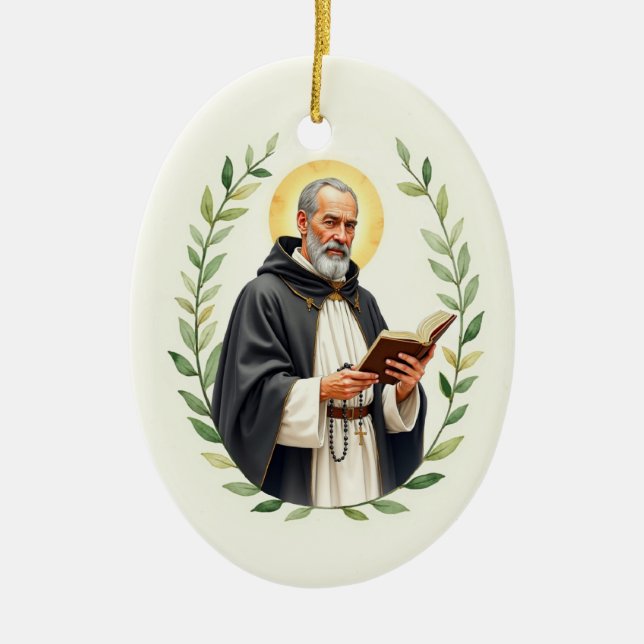 Saint Dominic God's Peace and Blessings Scripture Ceramic Ornament (Front)